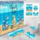 thumbnail image 1 of Juego de 4 gnomos de verano con alfombras antideslizantes, tapa de inodoro y alfombrilla de baño, juego de decoración de baño de océano azul con cortina de ducha y alfombras (ganchos no incluidos), 1 of 6