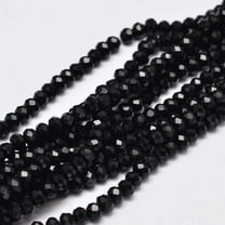 1Strand Faceted Rondelle Glass Beads Strands Black 3.5x2.5~3mm Hole: 0.8mm 125~128pcs/strand 13.7~14.1 inch(35~36cm)