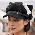 thumbnail image 4 of Slccxzc Black Puppy Ears Beret Hat with Pin Plush Bone Y2K Painter Beanie Women Winter Dog Walking Headwear, 4 of 7