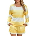 thumbnail image 2 of Yellow Women Pajama Sets Women's Spring and Summer Striped Pajamas Pajamas Set, 2 of 6