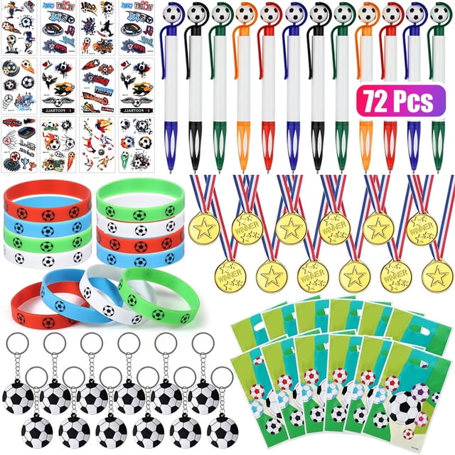 Juego de 40/52/62/68/72 juguetes para partidos de fútbol, silbatos, pegatinas, llaveros, pulseras, accesorios para animar a los aficionados, regalos para fiestas de fútbol.