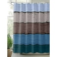 thumbnail image 2 of Fsddascl Blue Brown Grey Shower Curtain Set - Long 72" x 84" Washable Bathtub Curtain with 12 Hooks, Vintage Stripe Farmhouse Wood Grain Waterproof Fabric Stall Shower Curtains for Bathroom/Bathtub, 2 of 6