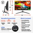 thumbnail image 3 of Westinghouse 27 Inch Curved Gaming Monitor, 200Hz, 1ms, FHD 1080P, 3000:1 Contrast Ratio, 118% sRGB, 1500R, AMD FreeSync, Eyecare, for PC Games with Built-in Speakers, DisplayPort, HDMIx2-Black, 3 of 9