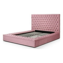 Better Home Products Cosmopolitan Velvet Upholstered Platform King Bed in Pink