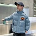 thumbnail image 2 of Odeerbi Teen Boys Girls Hooded Puffer Jacket Halloween Pumpkin Winter Coats Thermal Padded Coat Down Jacket Warm Clothes 5-16 Years Kids Long Sleeve Outerwear Heavy Coat Blue, 2 of 8