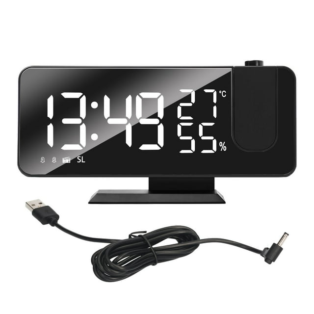 Yeacher Digital Projection Alarm Clock Large LED Screen Alarm Clock Loud Dual Alarm Clock for Heavy Sleeper Kid Elderly