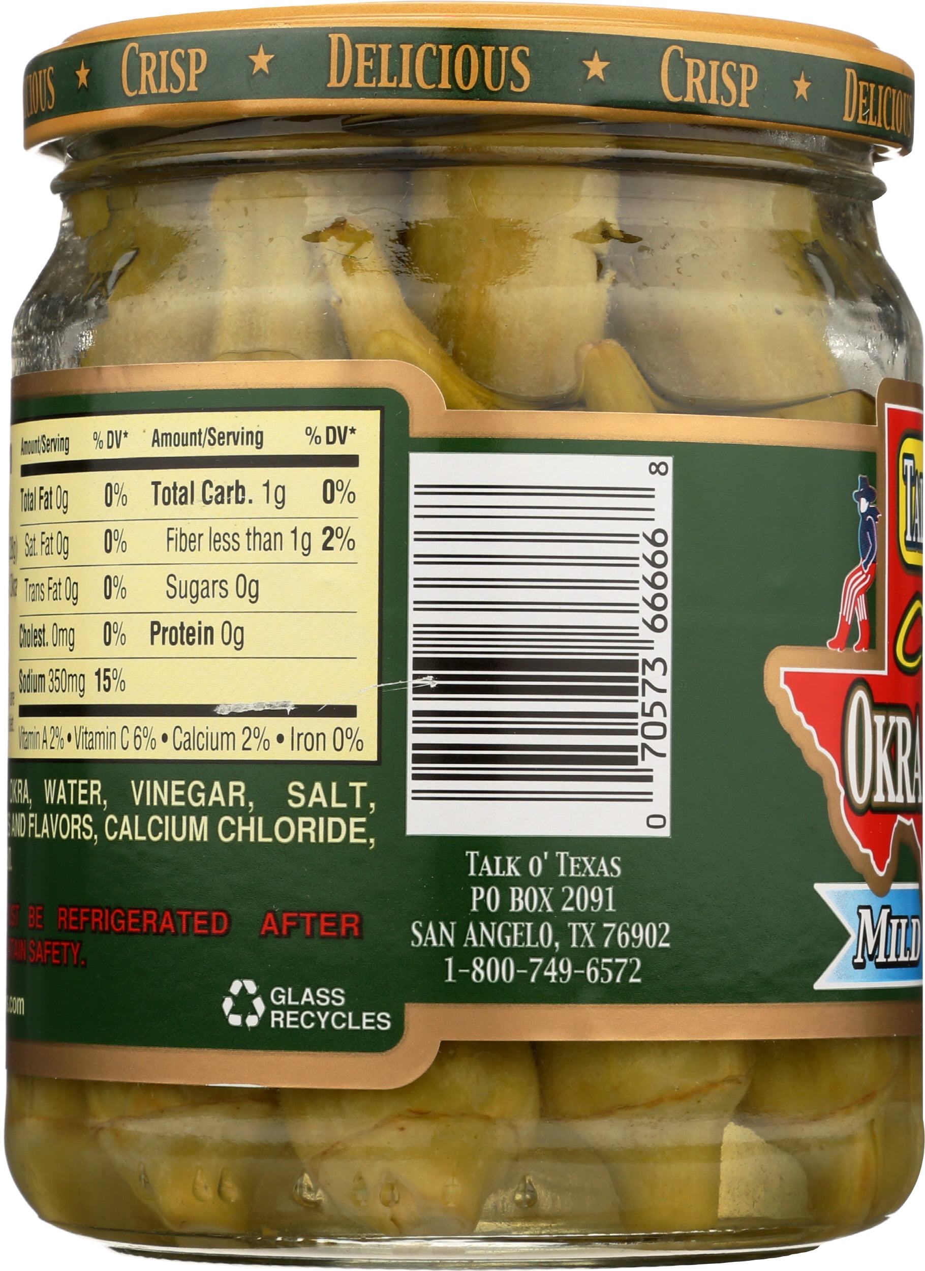 Pack of 12, Talk O Texas Crisp Okra Pickles, 16 oz