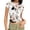 #111-White, variant on Women's Graphic Tee Crew Neck Letter Print Crop Tops Casual Cute Short Sleeve T Shirt