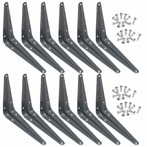 Wideskall Étagères d'Angle Murales en Métal 8 Pouces x 10 Pouces Pouces, Gris, Lot de 12