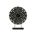 thumbnail image 1 of Ornement de Roue Floral Rond en Bois sur Support Rectangulaire en Finition LG Mate, Noir, 1 of 1