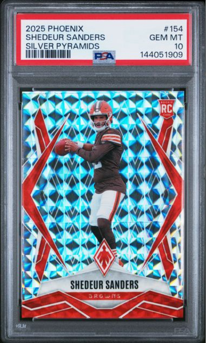 Silver Pyramids Card Graded 2025 Panini Phoenix Shedeur Sanders #154 Silver Pyramids Rookie ...
