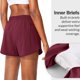 thumbnail image 3 of Hukapapa Pantalones cortos para correr para mujer con bolsillos, cintura elástica, pantalones deportivos sueltos, pantalones cortos deportivos de cintura alta, pantalones cortos deportivos,claret,,, 3 of 5