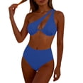 thumbnail image 2 of Guieoi Swimsuit Women Bikini 2026 Summer Multi-Color Triangle Two Piece Swimsuit Women's One-Shoulder Underwire Bikini Swimwear Blue S, 2 of 7