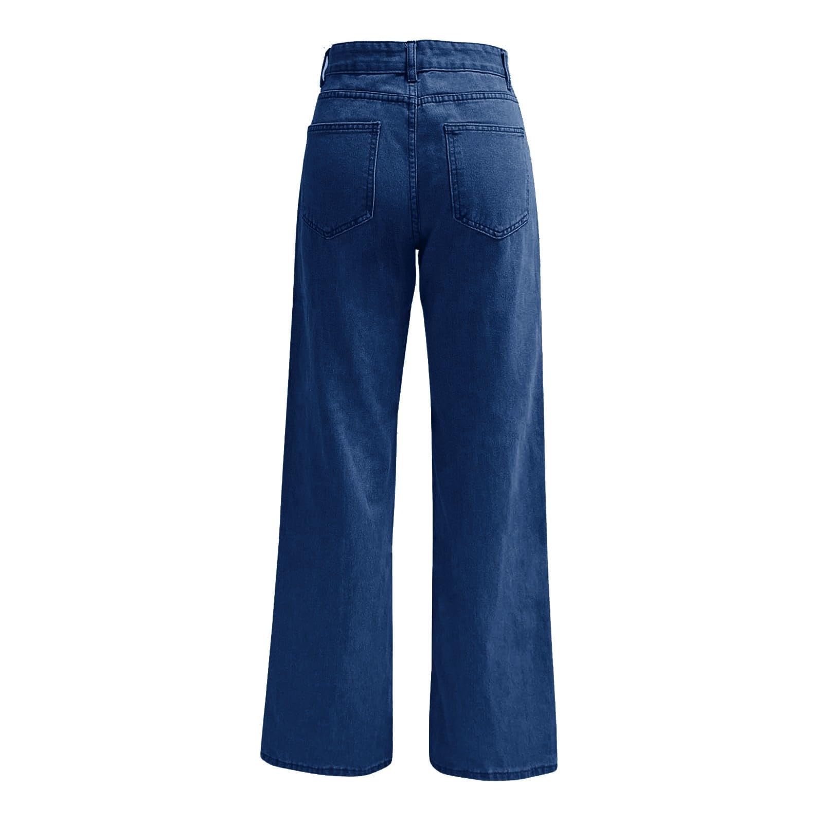 Womens Jeans High Waisted Straight Leg Loose Stretchy Lightweight Tummy Control Trendy Jeans for Women with Pockets