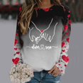 thumbnail image 2 of Valentines Shirt for Women Cute Candy Couple Love Heart Print Crewneck Long Sleeve Sweatshirts Valentine's Day Gifts Loverr Loose Fit Tops Outfit Clothes, 2 of 5