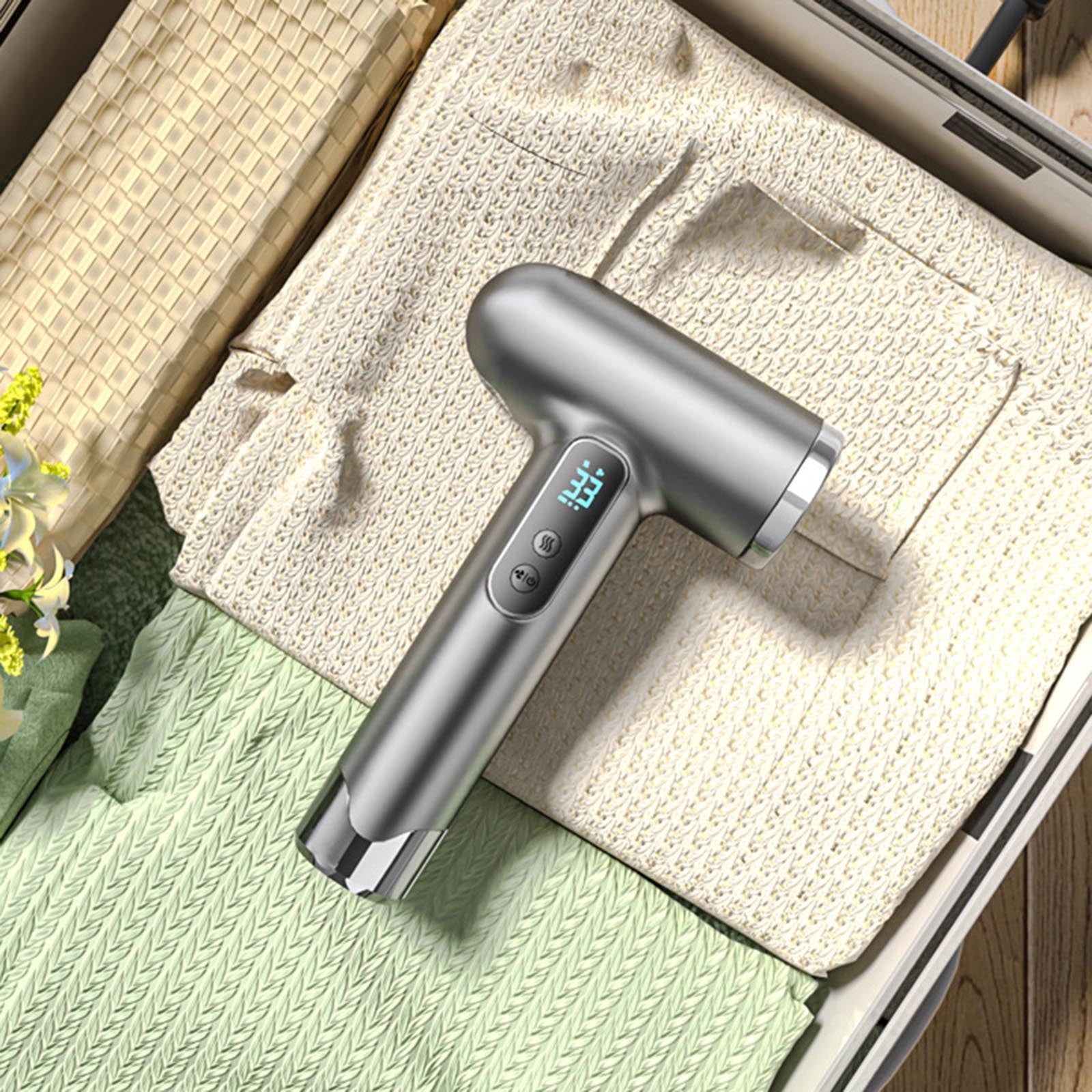 Cordless Hair Dryer, USB Rechargeable Hair Dryer with Digital Display Screen, Adjustable 3 Speeds Cold Hot Wind, Portable Wireless Hair Dryer for Travel Camping (Grey)