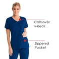 thumbnail image 6 of BARCO Grey's Anatomy Women's Cora Top, Crossover V-Neck Medical Scrub Top w/ 4 Pockets & Tulip Sleeves Indigo XL, 6 of 7