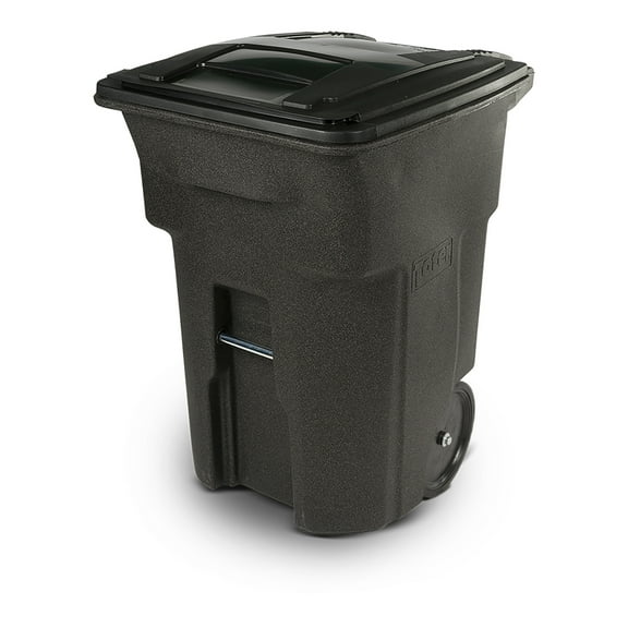 Toter 96 Gal. Trash Can Brownstone with Quiet Wheels and Lid