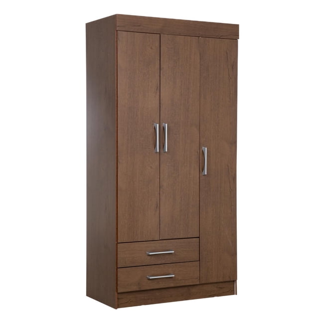 Ropero Closet Armario Mueble Moderno KingsHouse Placard New Roma 3 Puertas 2 Cajones Color Cafe