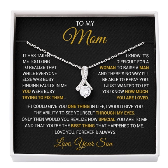 To My Mom Mama From Son Birthday Mother'S Day Necklace, A Meaningful Necklace Perfect For Anniversaries Birthdays Valentine V4625, White Alluring Necklace