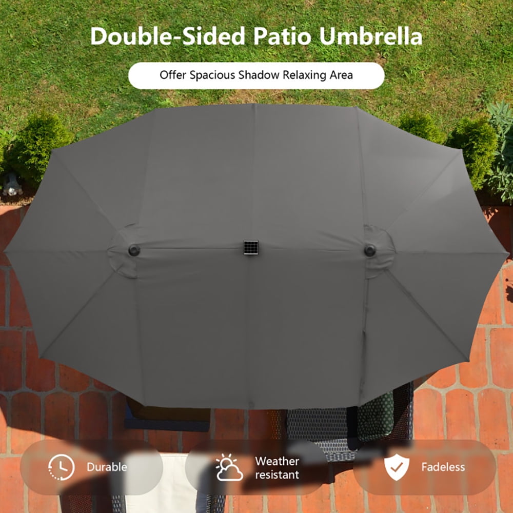 Aimee Lii 15 Feet Double-Sided Patio Umbrella with 48 LED Lights, Table Umbrella Outdoor Patio, Gray Aimee Lii 15 Feet Double-Sided Patio Umbrella with 48 LED Lights, Table Umbrella Outdoor Patio, Gray