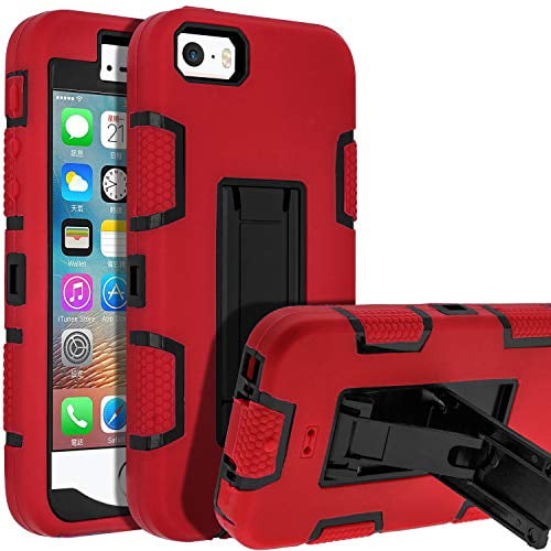 Luckycat 5s Iphone Case Iphone Se Case Iphone 5 Case Senon Shockproof Anti Scratch Anti Fingerprint Kickstand Protective Case Cover For Apple Iphone Se 5s 5 Red Walmart Com