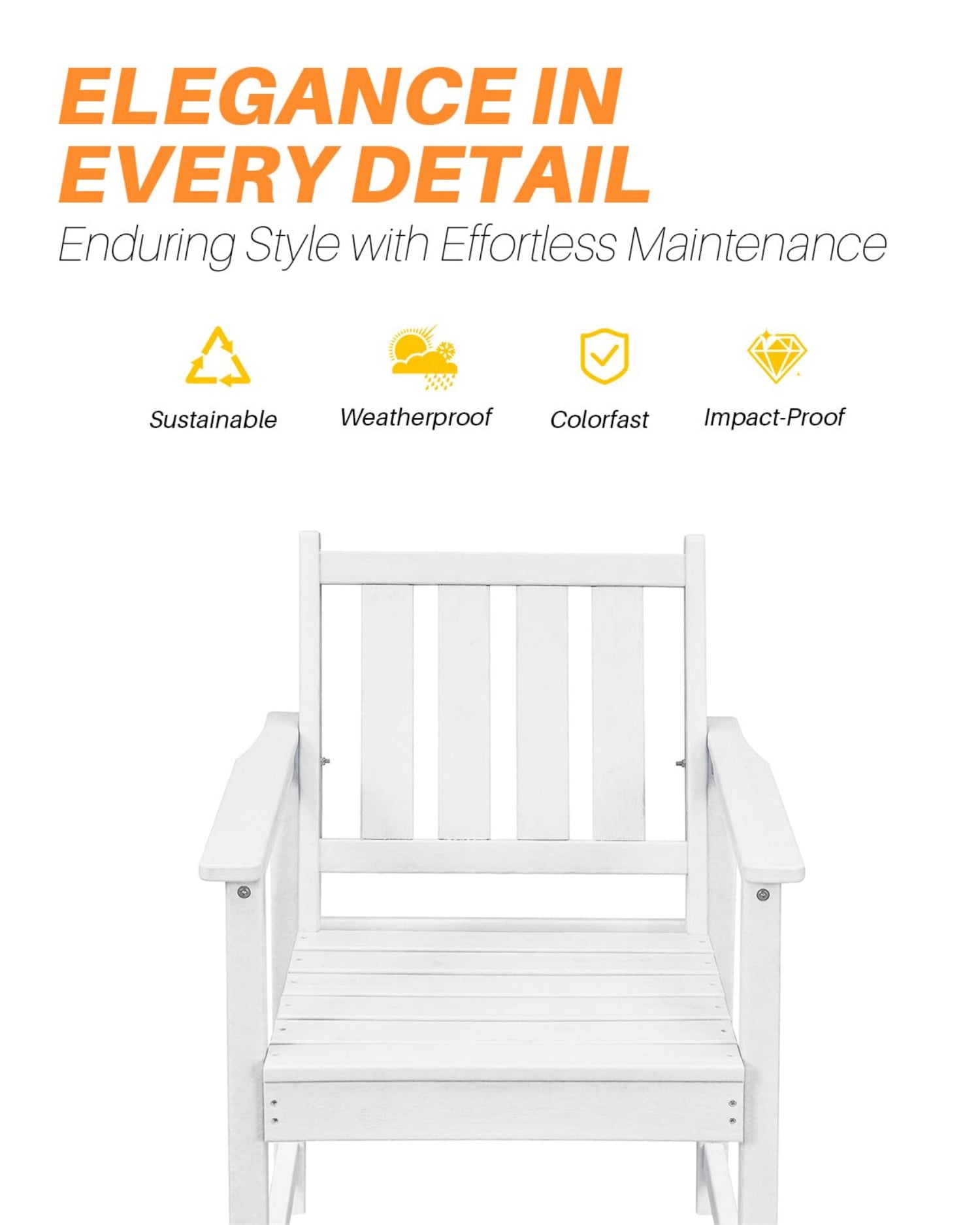 HDPE Outdoor Dining Chair with Armrests, All-Weather Patio Dining Chair, Heavy Duty HDPE Outdoor Armchair for Deck, Porch, Garden, Poolside, Backyard, Pearl