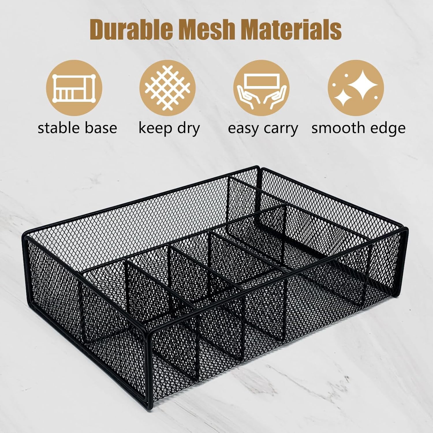HBlife Paper Plate Organizer for Countertop, Metal 6 Compartments Kitchen Utensil Holder