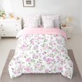 thumbnail image 3 of Manfei Chic Rose Floral 7-Piece Twin Bedding Sets,Natural Botanical Leaf Bedding Comforter Set,Green White Purple Sheet Sets For Boys,Microfiber Bedroom Decor Reversible, 3 of 9