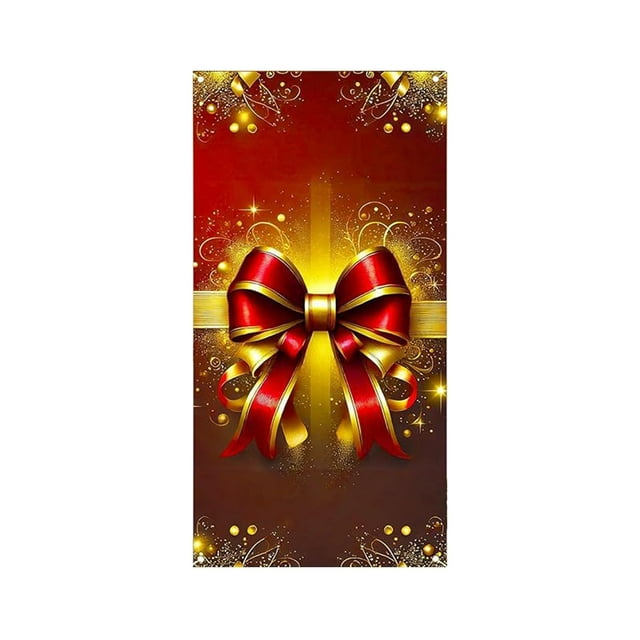 Cheapark Couverture de Porte Chaude avec Nœud Bannière - Tissu Réutilisable Résistant aux Intempéries Cadeau pour Fête Valentine's Cour Décoration