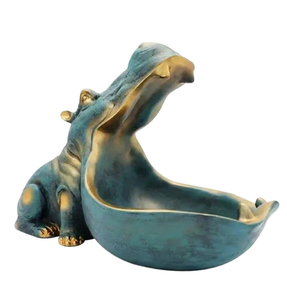 Hippo Statue, Large Hippo Statue Resin Candy Jar, Hippopotamus Figurine Storage Bowl with Lid, Decorative Candy Dish and Key Holder for Office Desk,Entryway Table,Living Room Home Art Decor Container