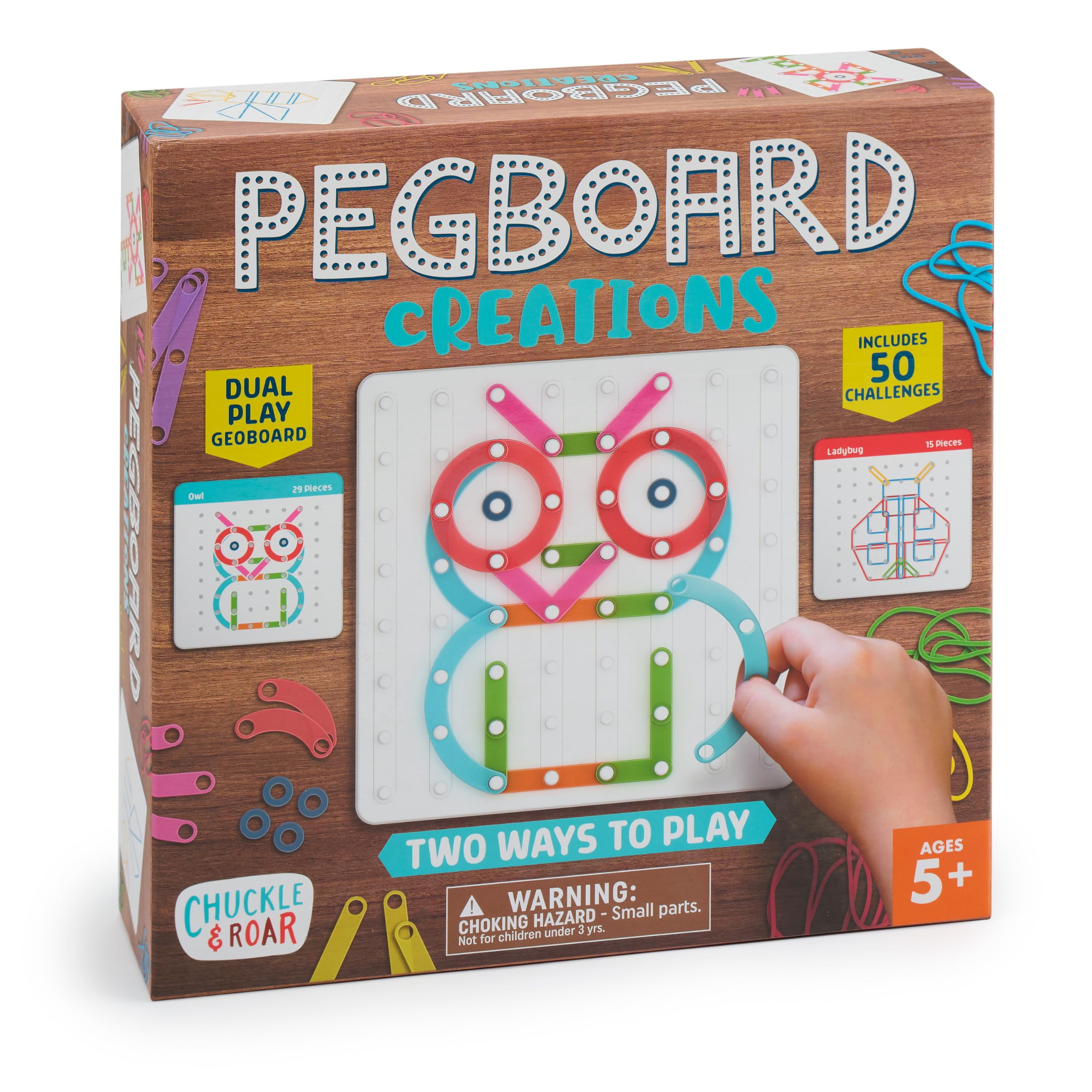 Chuckle & Roar Pegboard Creations Includes 50 Design Challenges for Children Ages 5 and Older