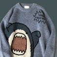 thumbnail image 6 of Huanledash Men Sweater Cartoon Shark Print Round Neck All Match Student Sweater for Daily Wear, 6 of 8