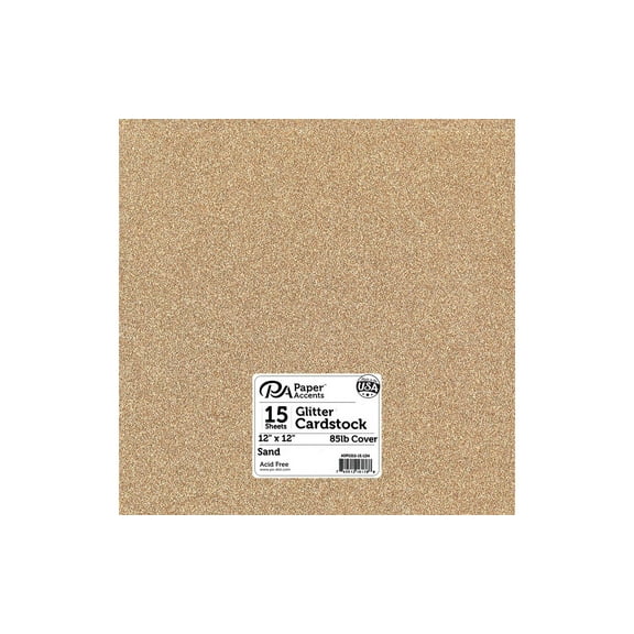 Paper Accents Glitter Cardstock 12"x 12" 85lb 15pc Sand