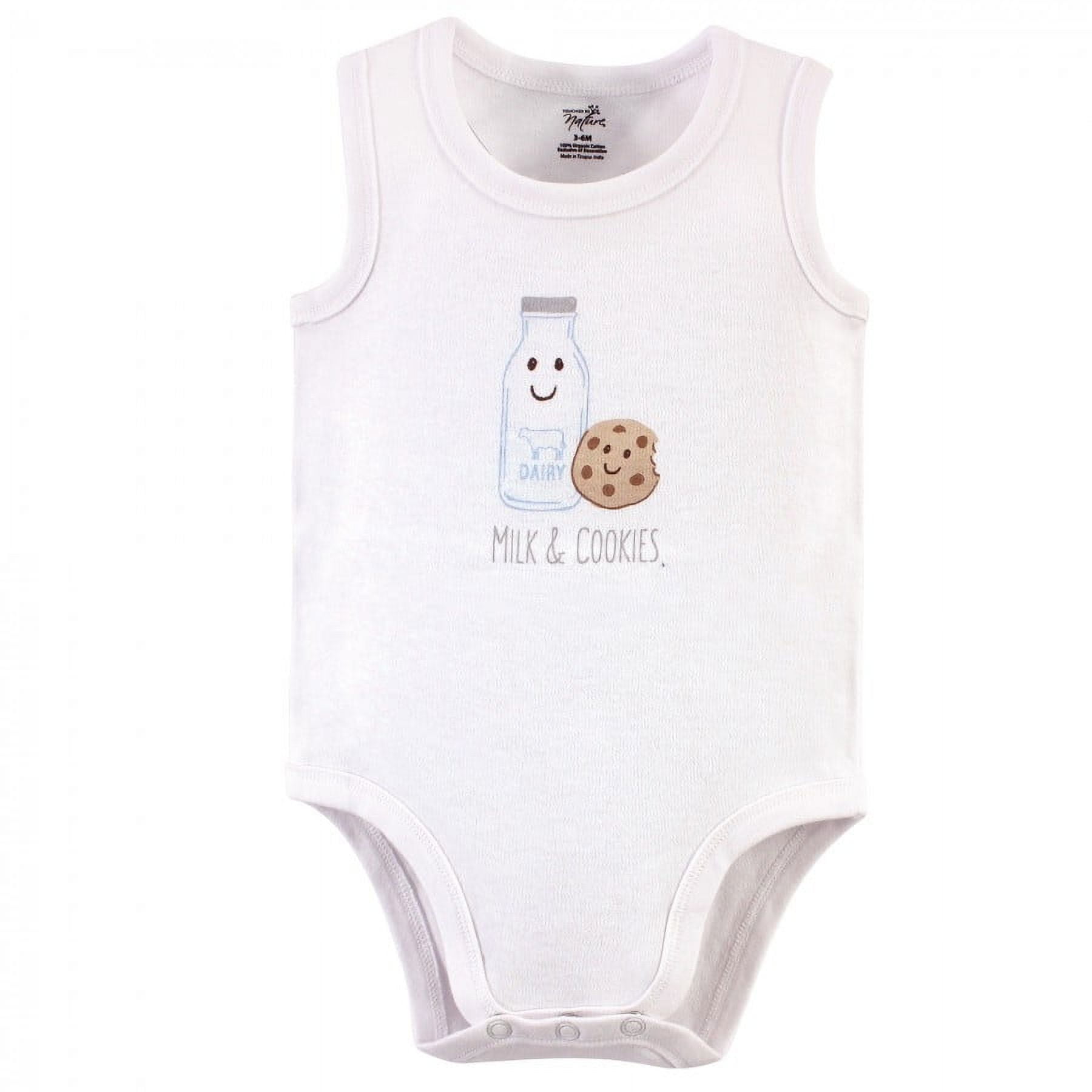 Touched by Nature Baby Boy Organic Cotton Bodysuits 5pk, Milk & Cookies, 6-9 Months
