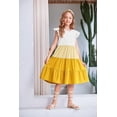 thumbnail image 6 of Arshiner Girls Dress Summer Flutter Sleeve Flared Tiered Swing Pleated Midi Cotton Casual Sundress with Pockets, 6 of 6