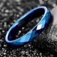 thumbnail image 2 of 4mm Tungsten Carbide Ring Wedding Bands for Women Blue Polished Finish Wedding Ring, 2 of 3