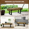 thumbnail image 3 of 48" Rustic Garden Bench - Wood Grain Concrete Top with Black Metal Legs for Indoor & Outdoor Use, 3 of 8