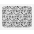 thumbnail image 1 of Dog Bath Mat, Cute Monochrome Trace Sketch Pugs Bulldog Terrier with Glasses and Hats Hipster Attire, Non-Slip Plush Mat Bathroom Kitchen Laundry Room Decor, 29.5 X 17.5 Inches, Black White, Ambesonne, 1 of 2
