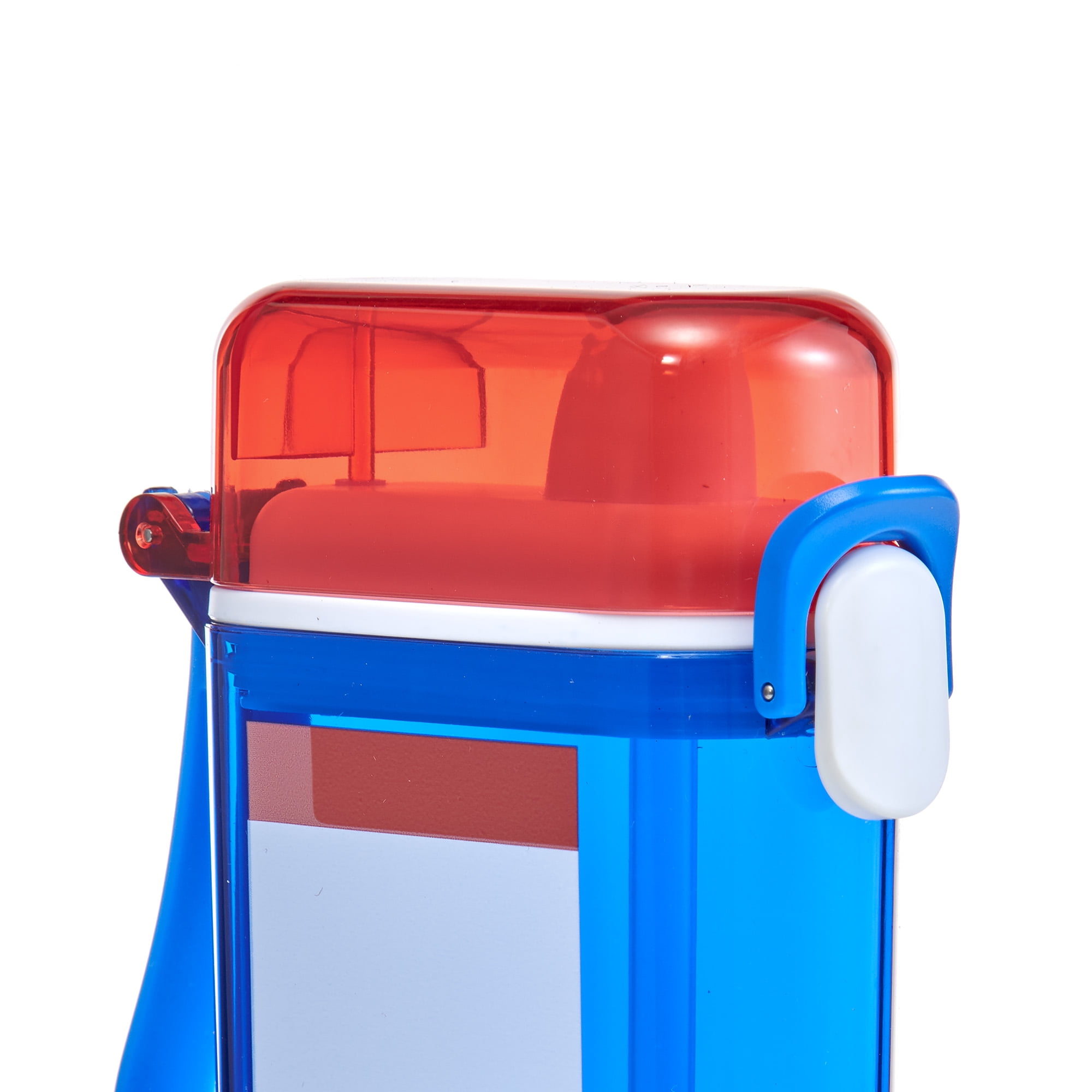 Mainstays 14oz Plastic Water Bottle with Flip Top Lid and Sipper Straw, Blue and Red Rocket Popsicle