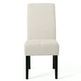 thumbnail image 5 of GDF Studio Percival Contemporary T Stitch Dining Chairs, Set of 2, Beige Fabric and Dark Brown, 5 of 9