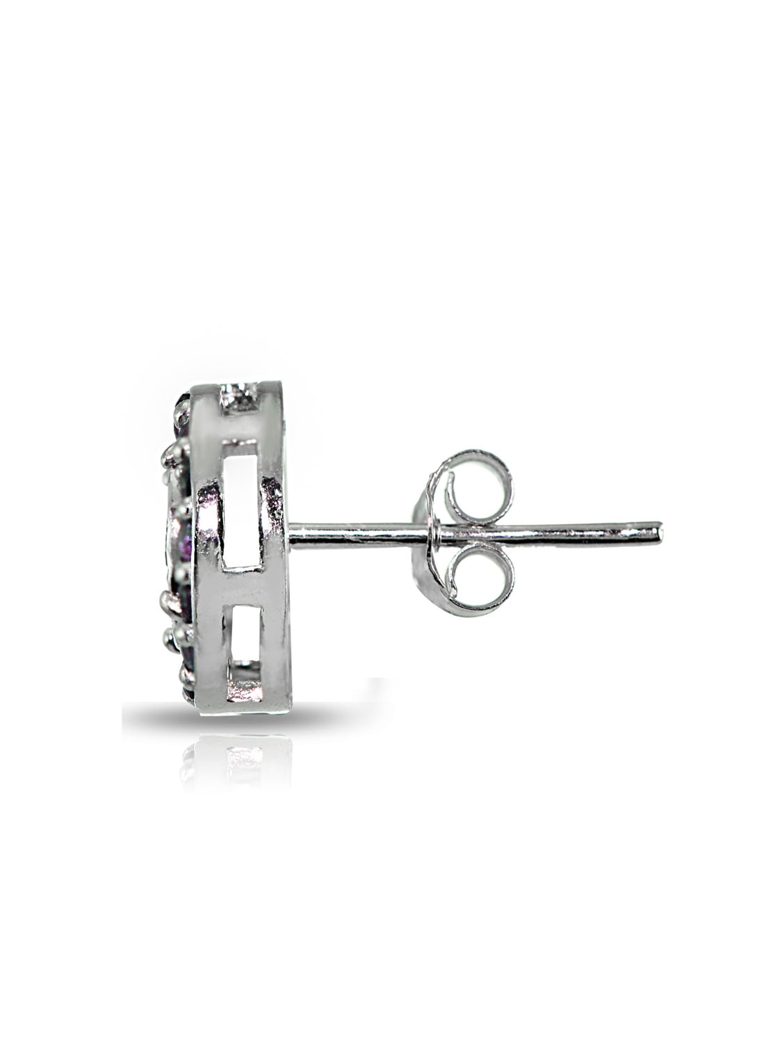 Sterling Silver Genuine Ruby and Diamond Accent Illusion-Set Stud Earrings