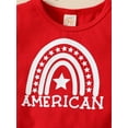 thumbnail image 6 of Bagilaanoe 4th of July Clothes for Newborn Baby Girls Short Sleeve Letter Print Tasseled T-shirts Tops + Rainbow Shorts + Hairband 3M 6M 12M 18M 24M Iendence Day Outfits 3pcs Short Pants Set, 6 of 9