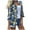Blue-3, variant on Women's Flannel Plaid Shacket Long Sleeve Button Down Chest Pocketed Shirts Jacket Coats