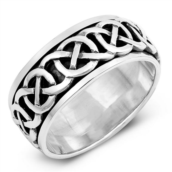 Infinity Knot Celtic Oxidized Spinner Ring .925 Sterling Silver Band Jewelry Female Male Size 10