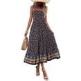 thumbnail image 1 of Vestido de verano Zeagoo para mujer, estilo bohemio, con tirantes finos, maxi floral, 1 of 5