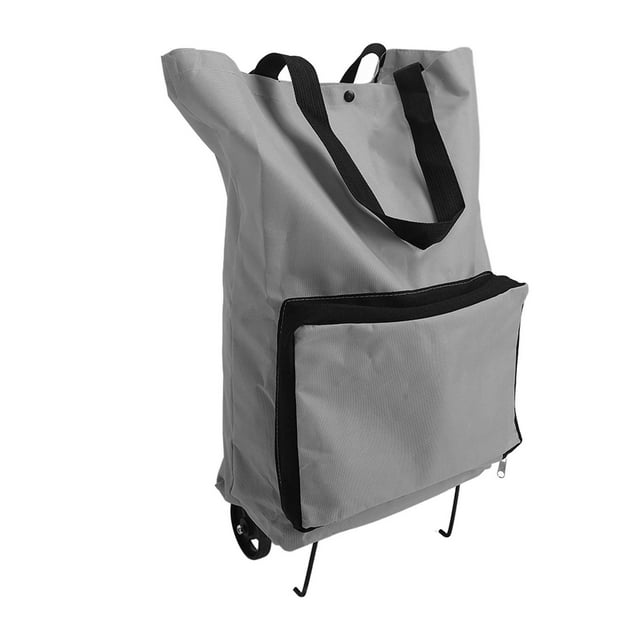 Chariot Pliable, Sac de Courses Réutilisable Multifonction Robuste en Tissu Oxford avec Roues pour Pique-Niques Gris