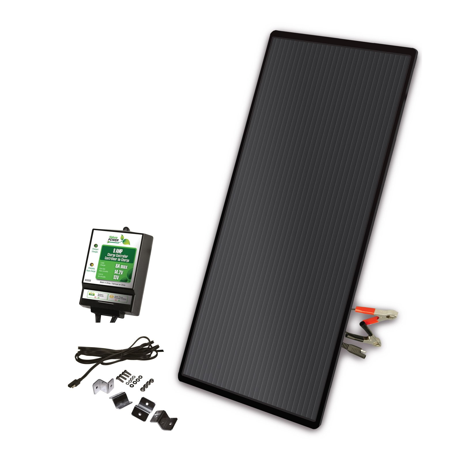 Nature Power 22Watt Amorphous Solar Panel Charging Kit with 8Amp