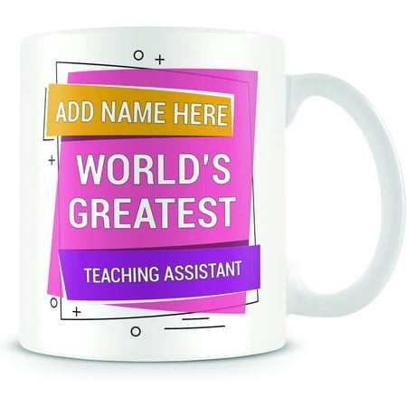 

Teaching Assistant Mug - Worlds Greatest Design - Personalised Gift - Blue