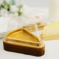 thumbnail image 2 of Efavormart 50 Pack | Gold/Clear Plastic Cake Slice Favor Containers, Triangle Party Boxes Treat Display Holder - 6"x4.5"x2.5", 2 of 11
